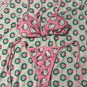 Hello Kitty Pink Patterned String Bikini
